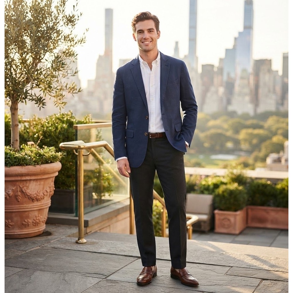 J.Crew Ludlow Blazer Mens 42R Navy Blue Preppy Minimalist Stretch Sport Coat